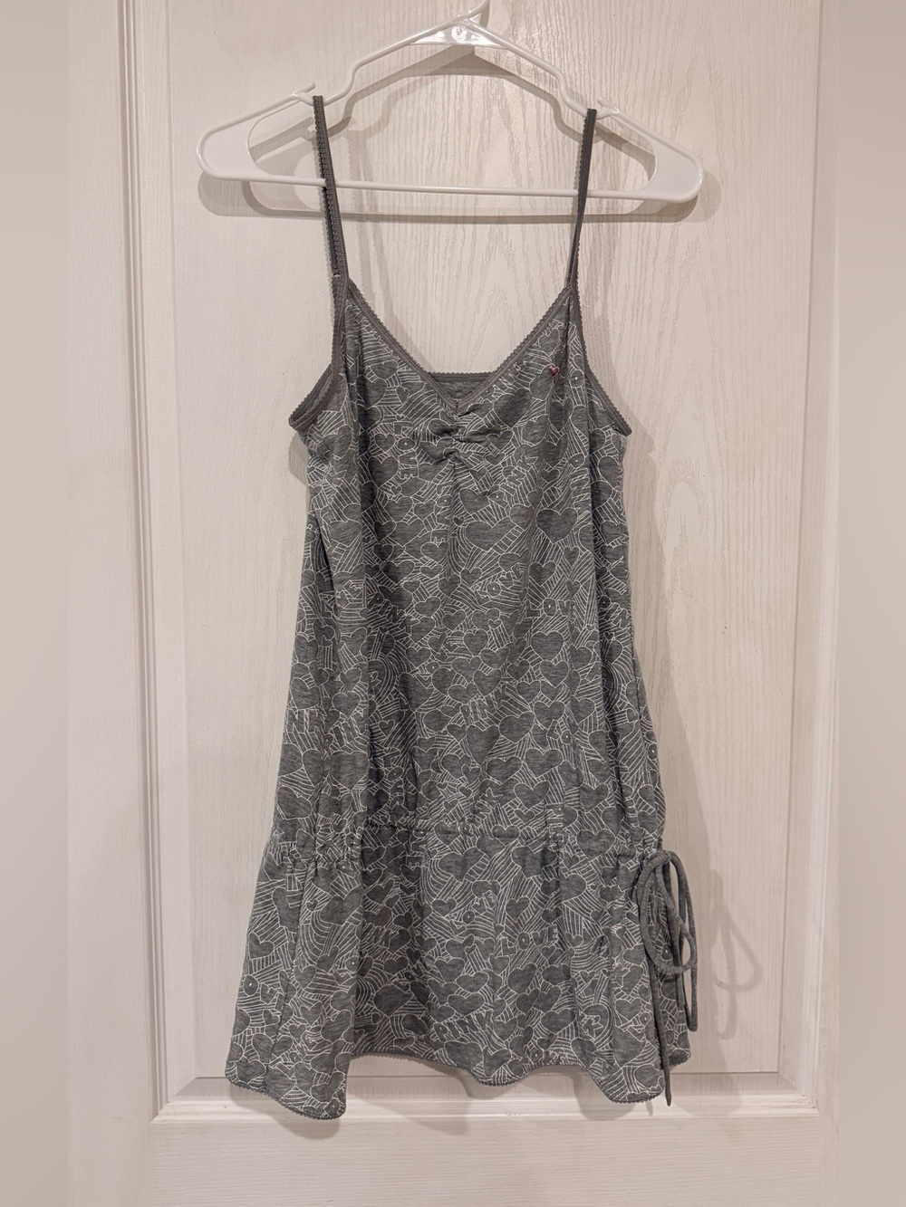 VS PINK VINTAGE Y2K TANK TOP BABYDOLL DRESS GRAY HEART LOVE LOGO RARE